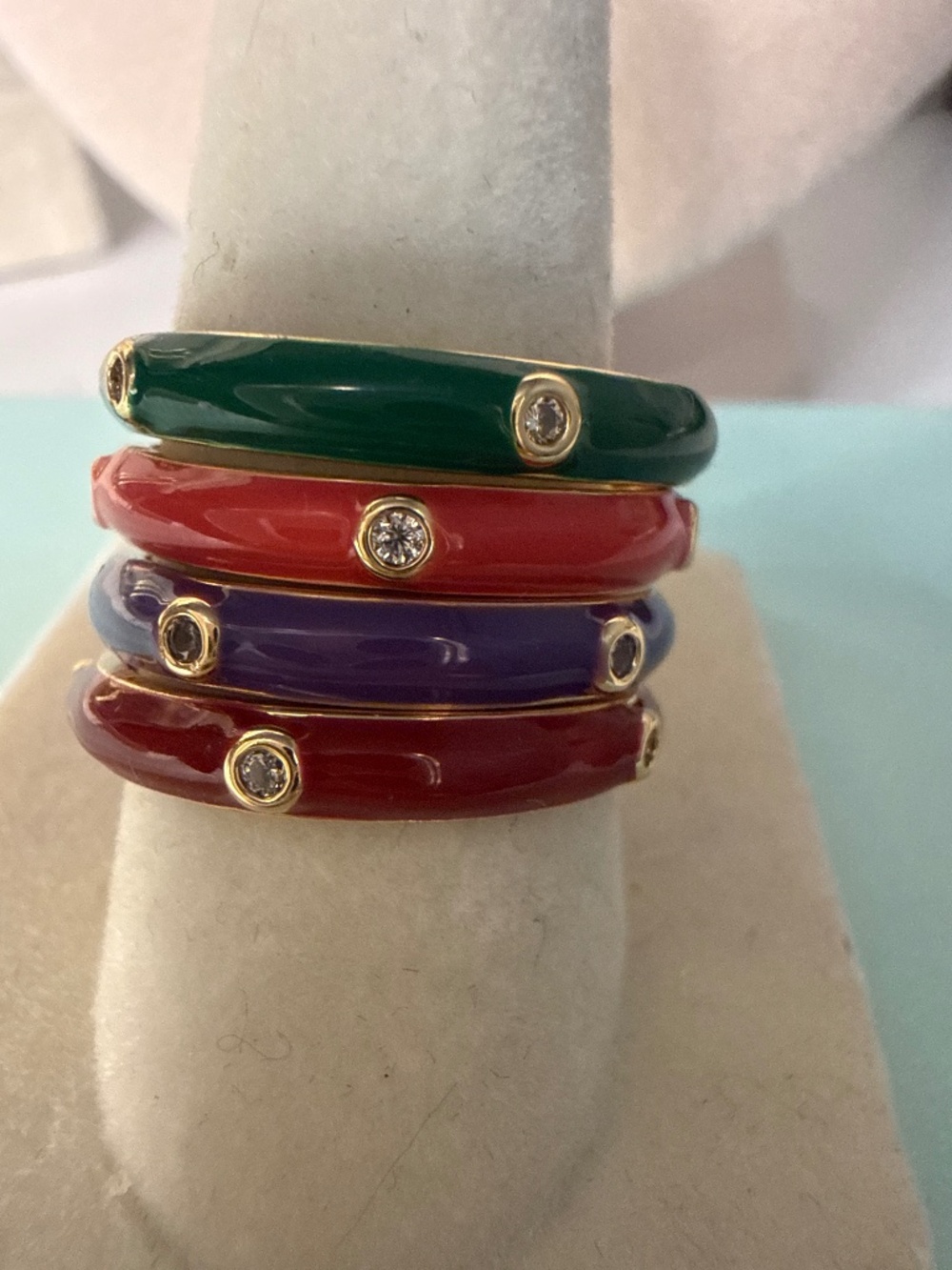 Stackable Enamel Ring Bundle